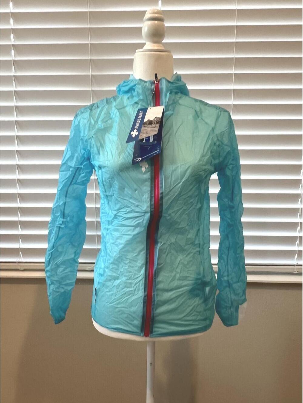New Women's Raidlight Ultralight MP+ Blue Waterproof Breathable Jacket with Hood - Picture 2 of 14